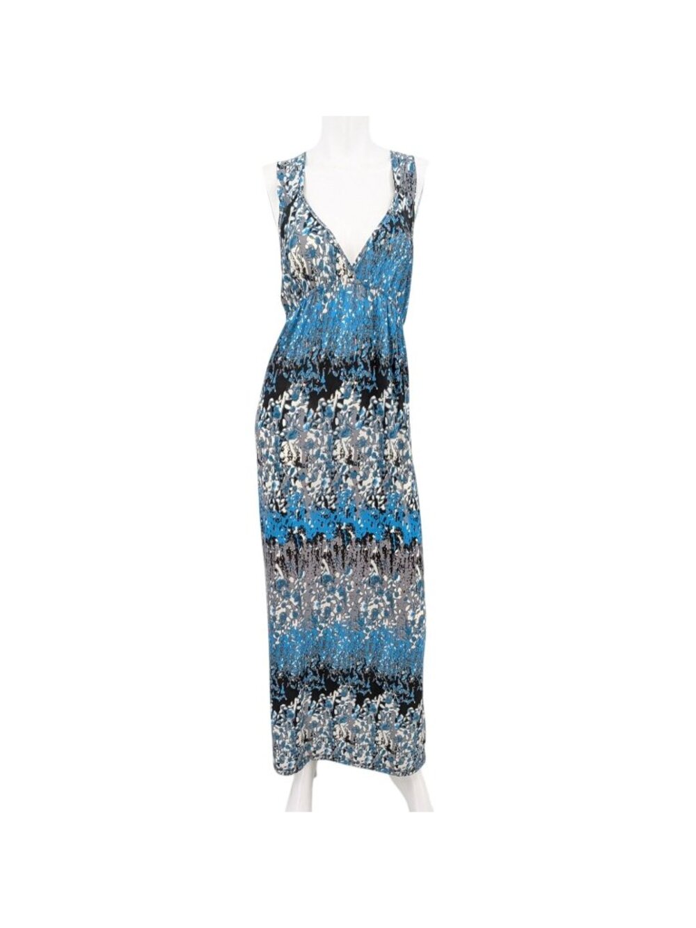 Vtg Abstract Print Maxi Dress‎ Racerback Y2K Coastal Indie Stretchy USA Medium